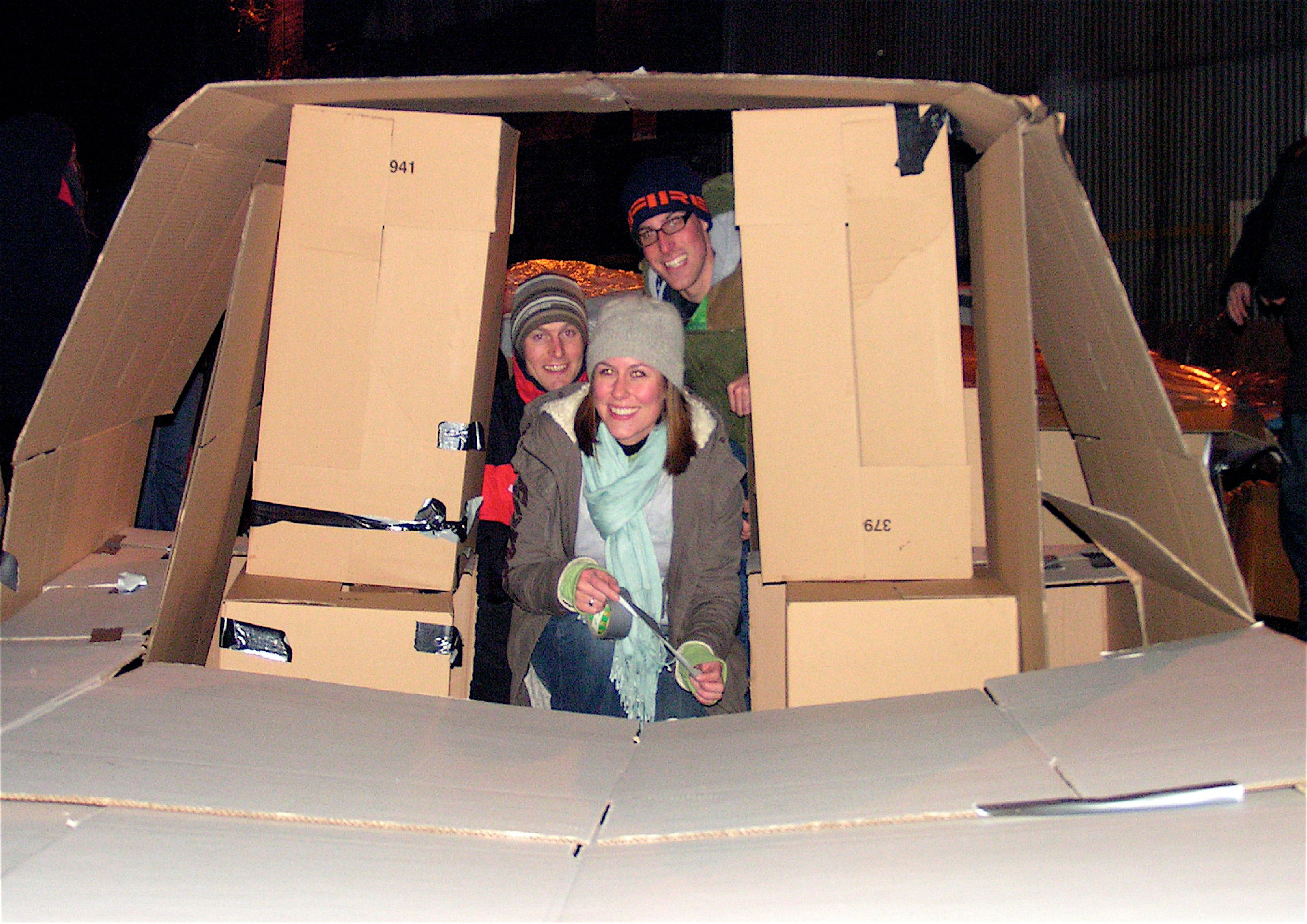 Creative cardboard dwellings at a previous St Basils Big SleepOut event