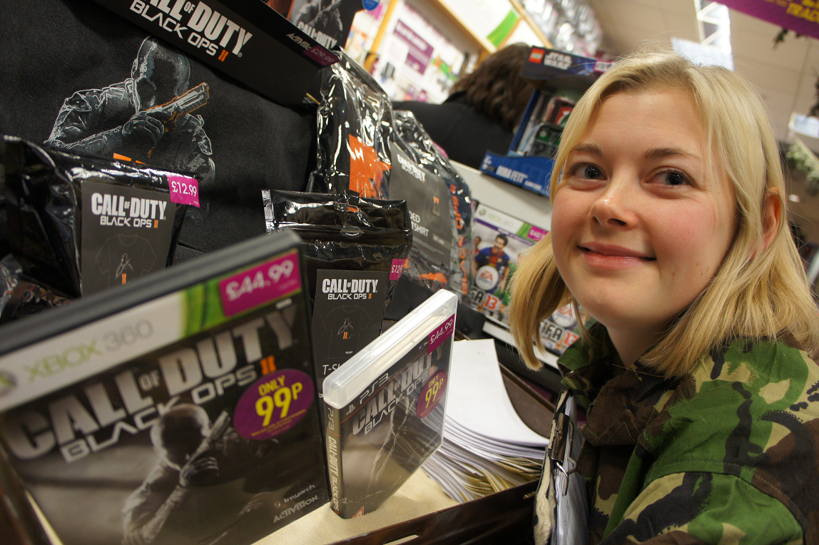 Call of Duty Black Ops 2 launch at GAME store in Birmingham Bullring with Sarah Stallard