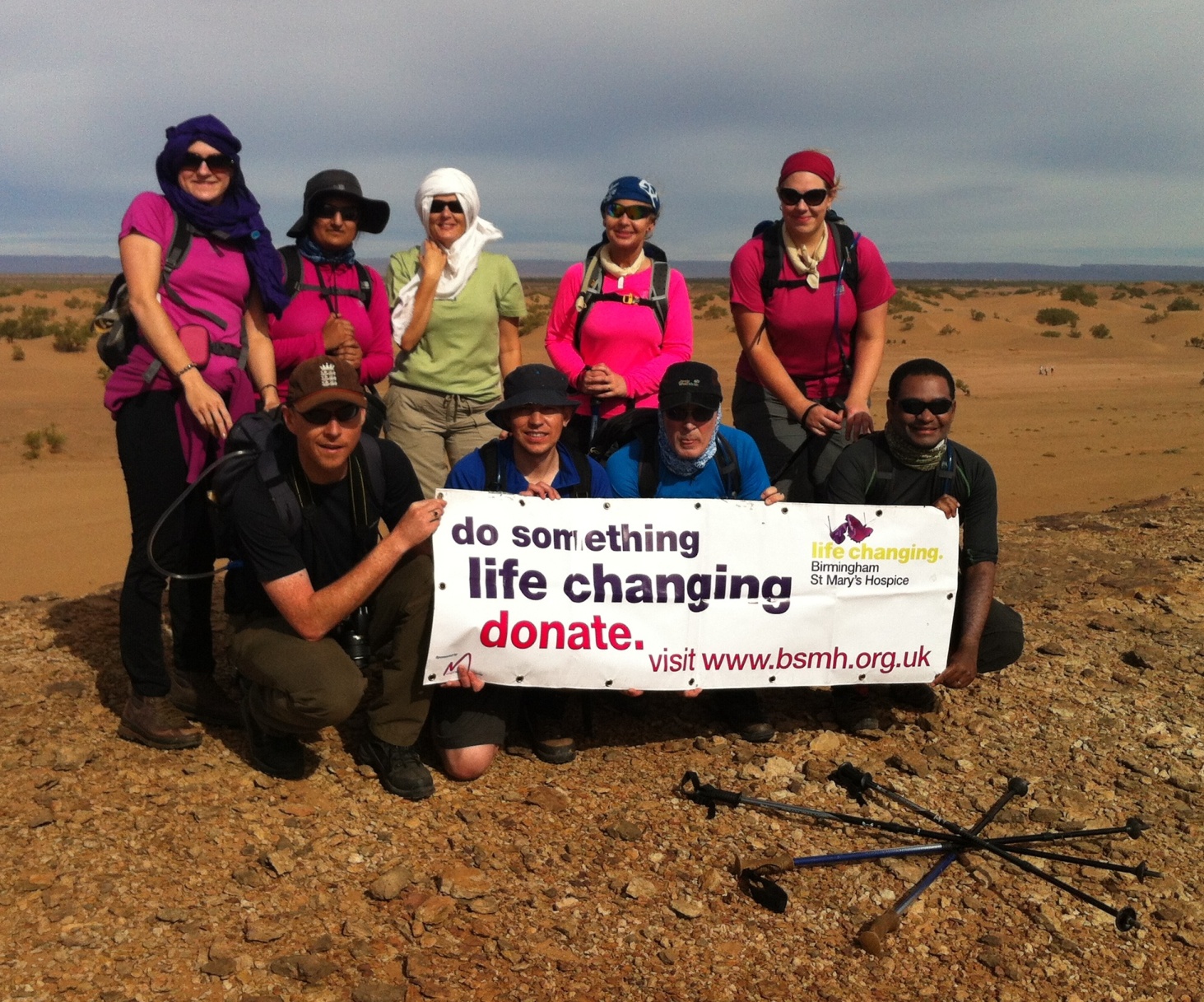 A team of trekkers raising money for Birmingham St Mary's Hospice in the Sahara desert in 2012