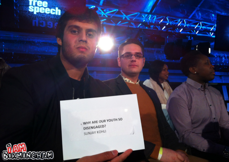 Birmingham student and young entrepreneur Sunjay Kohli was selected to voice his question on the show