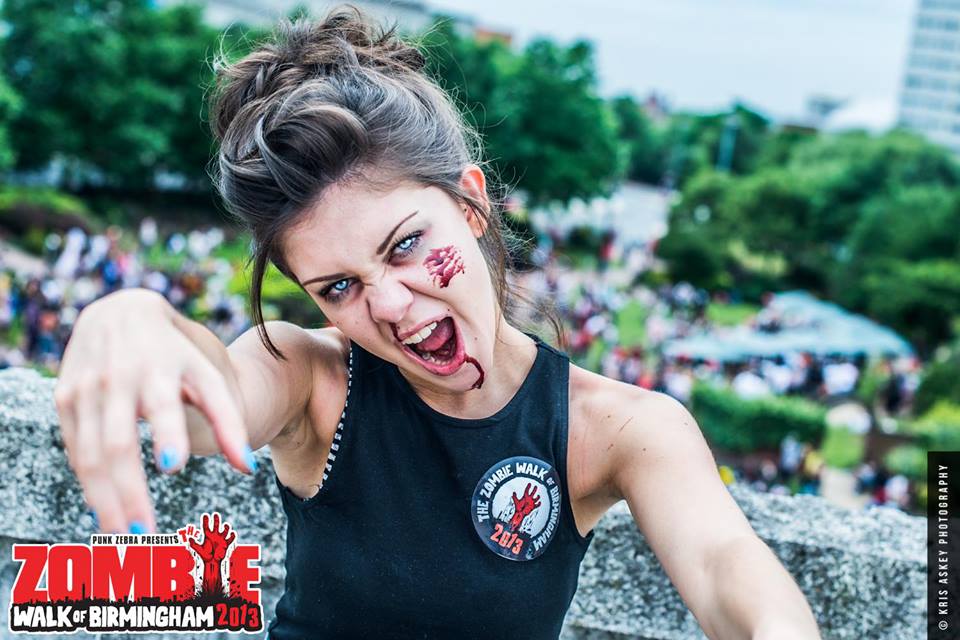 Laura Fleming joins in the Birmingham Zombie Walk last year. Photo: Kris Askey