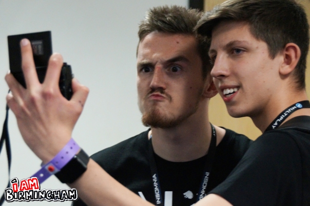 YouTube and Twitch star Syndicate poses with a fan at Insomnia 57 in Birmingham (Photograph: Adam Yosef)