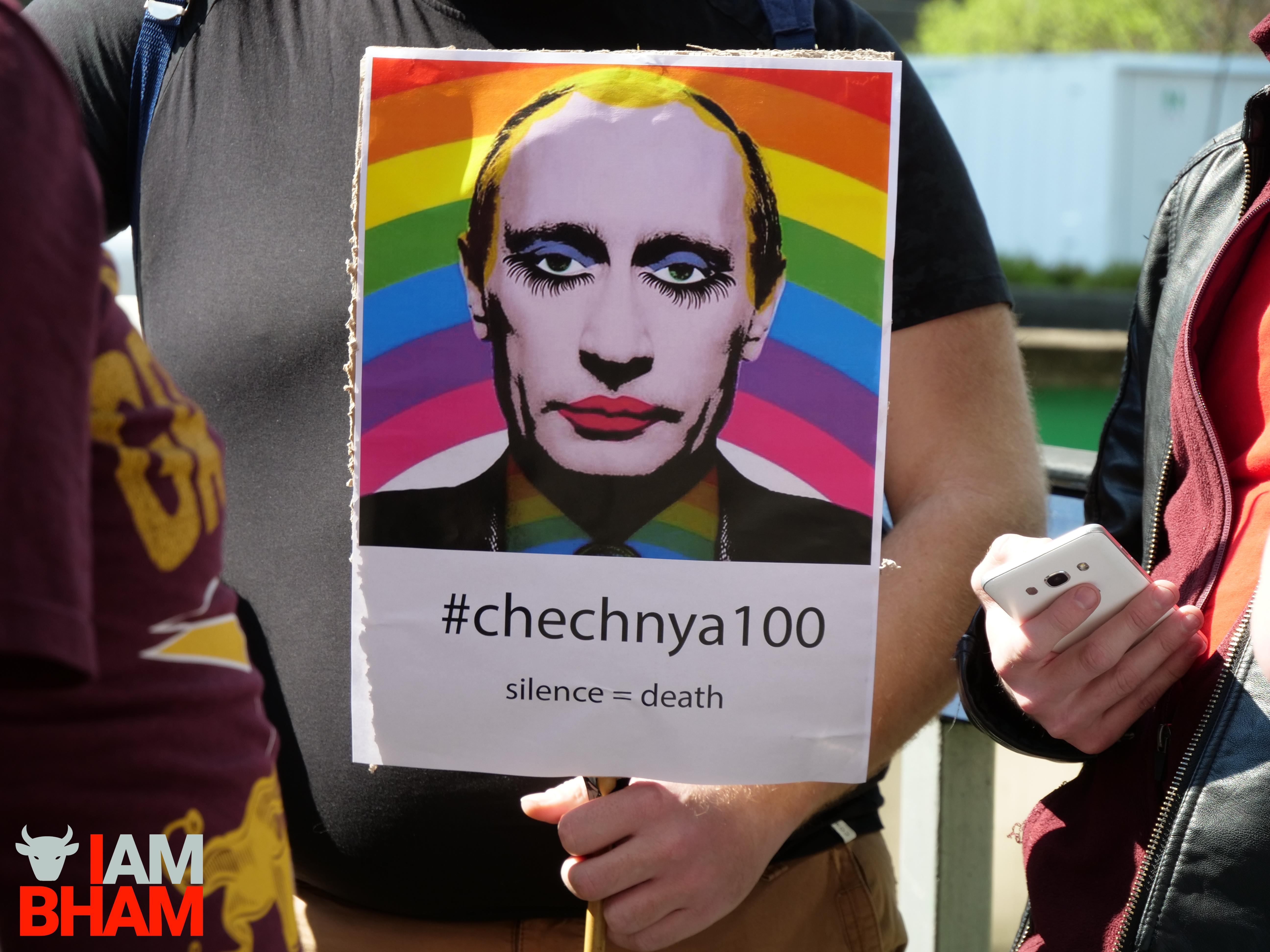 Protesters targeted Russian President Vladmir Putin, for supporting the Chechen leader Ramzan Kadyrov's campaign against gay men (Photograph: Adam Yosef)