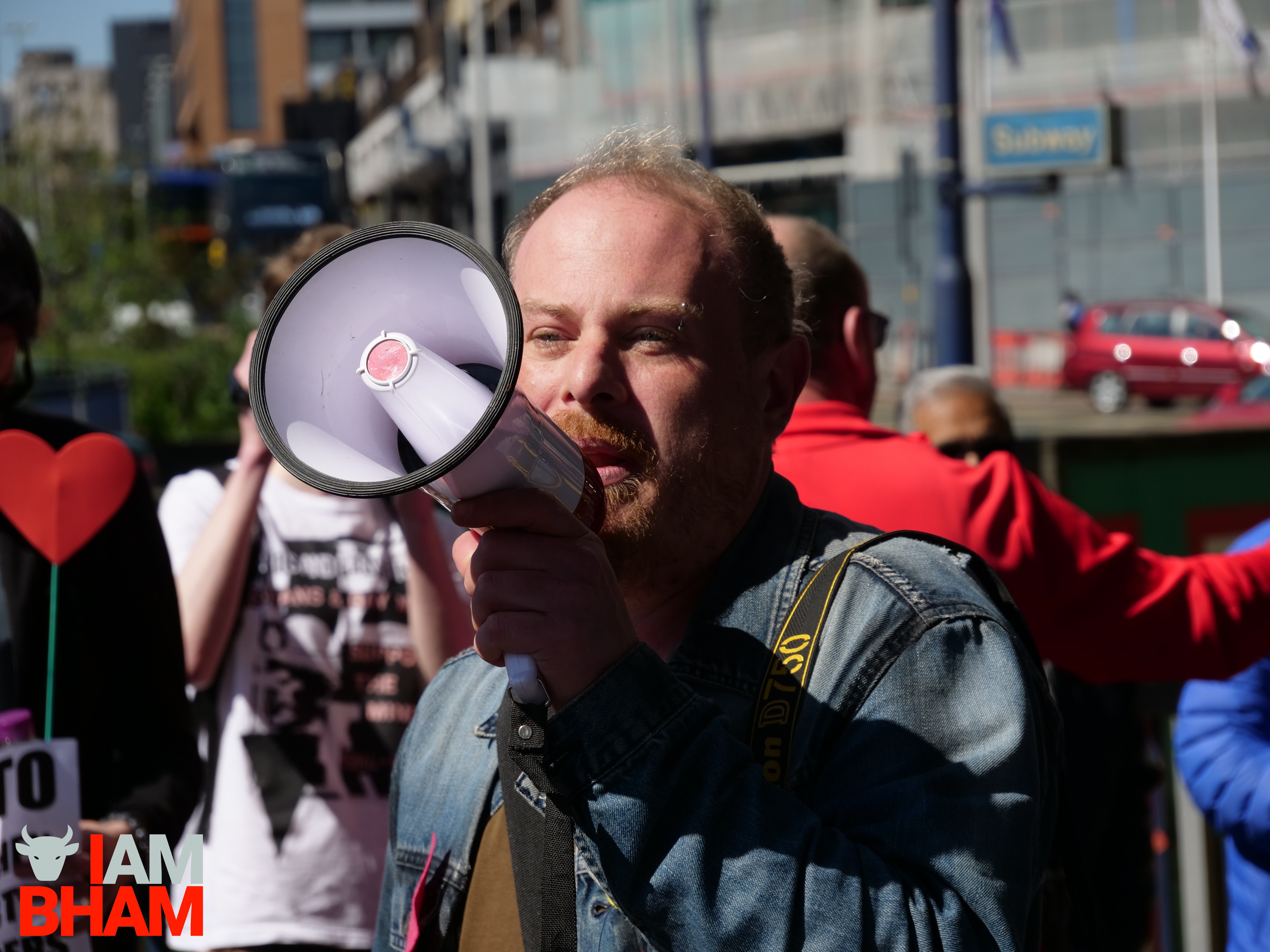 Geoff Dexter from Love Music Hate Homophobia spoke at the Birmingham rally (Photograph: Adam Yosef)
