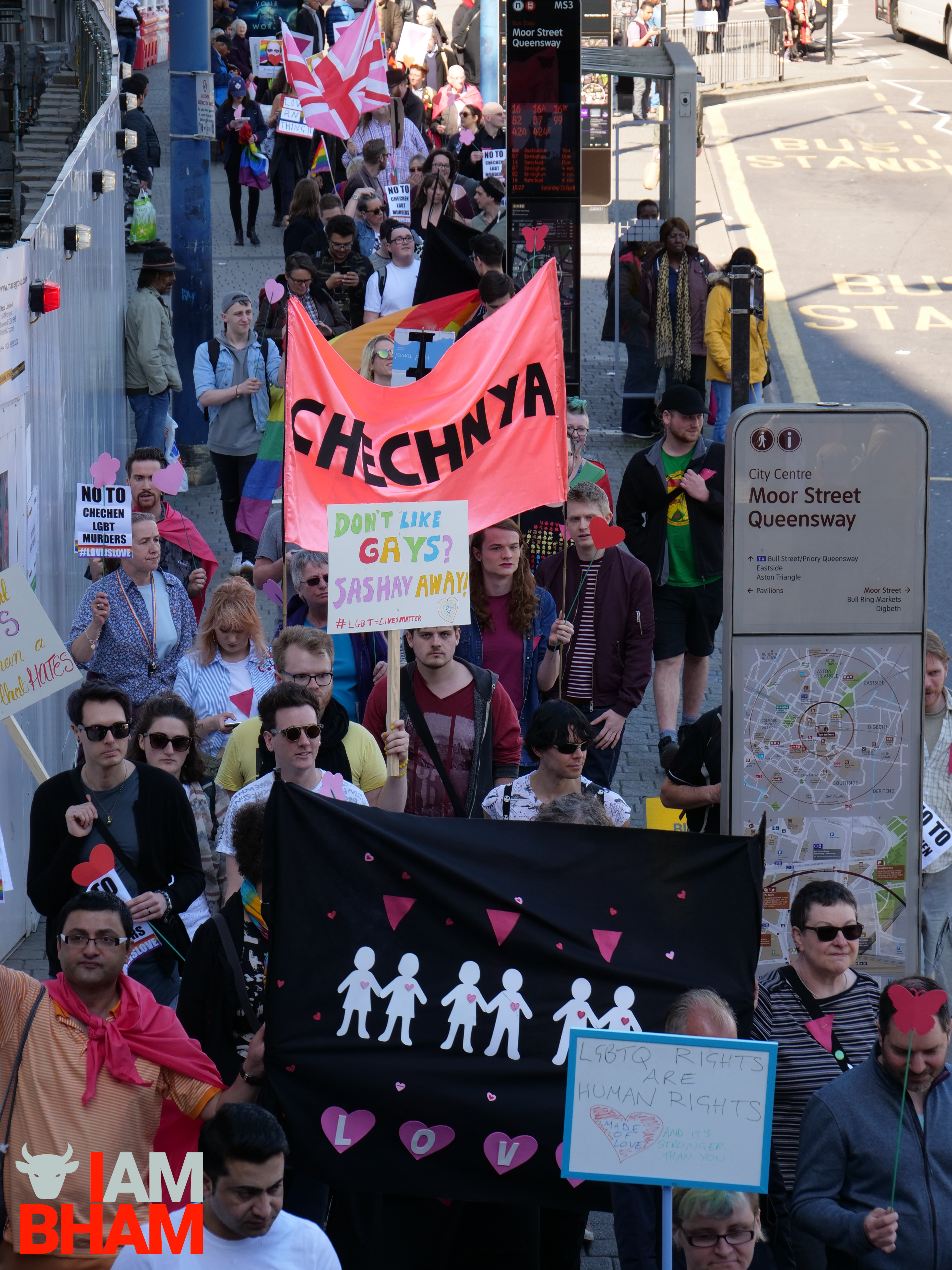 Protesters march through Birmingham city centre in defence of LGBT rights (Photograph: Adam Yosef)
